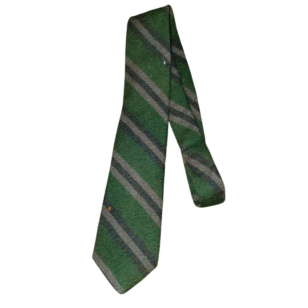 Vintage Green Striped Wool Tie By Ratno & The Squire Shop Oklahoma City